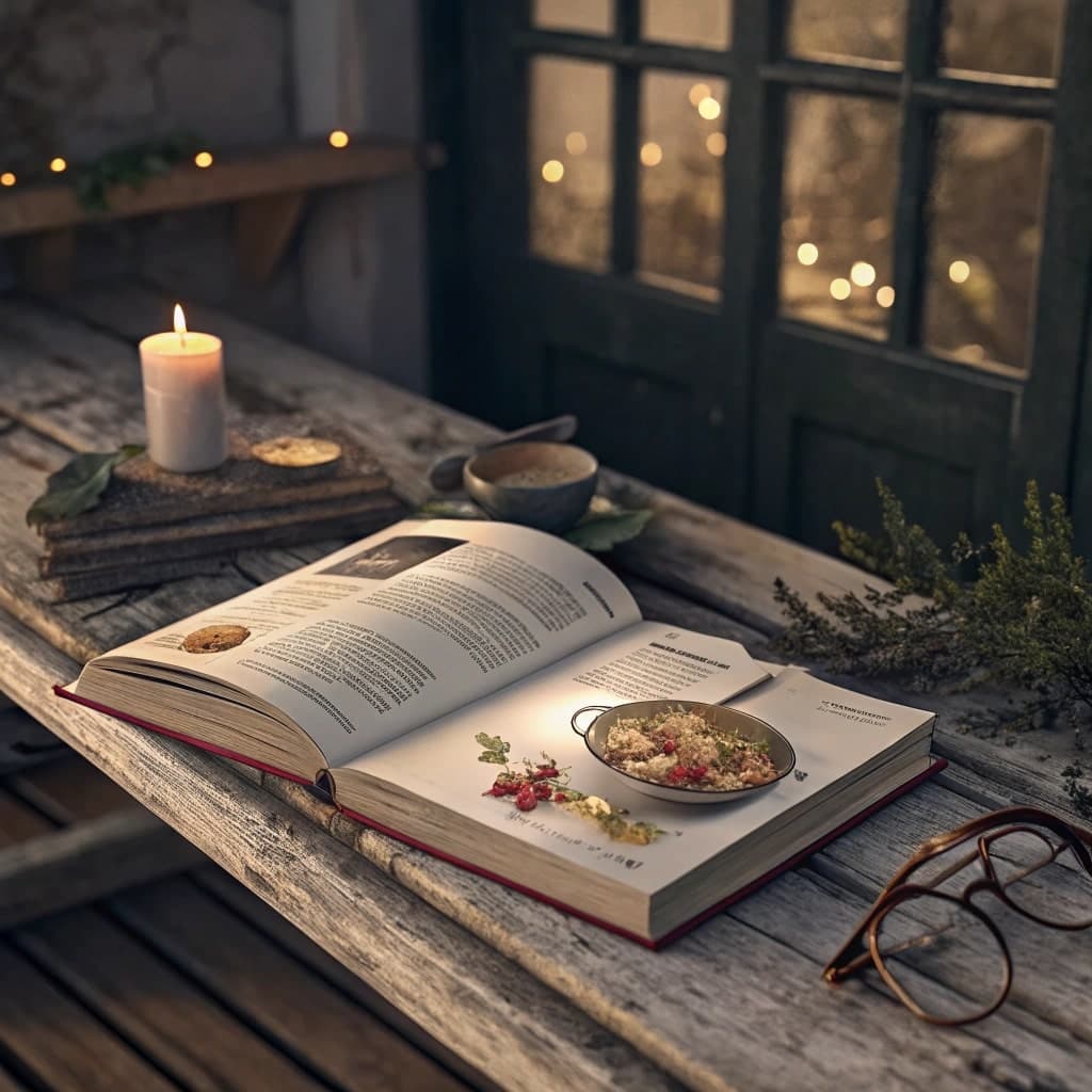 Altes Familienkochbuch selbst gestalten mit handgeschriebenen Rezepten, traditionellen Familienrezepten und persönlichen Erinnerungen auf rustikalem Holztisch - Kochbuch DIY mit Snapfish